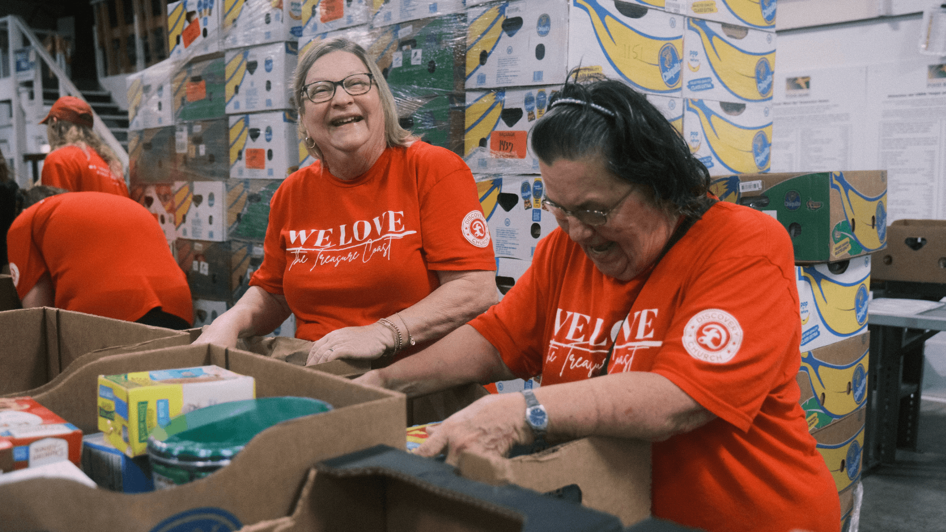 Discovery volunteers serving together on a Sunday morning.